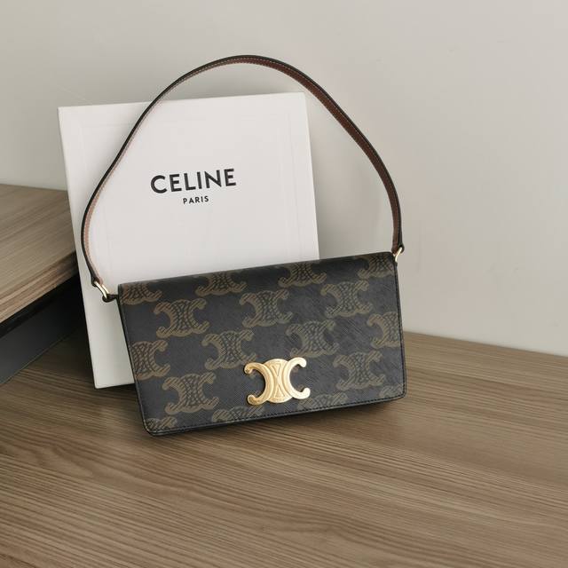Celine Trapeze Triomphe logo printed cowhide handbag 22S new design underarm bag