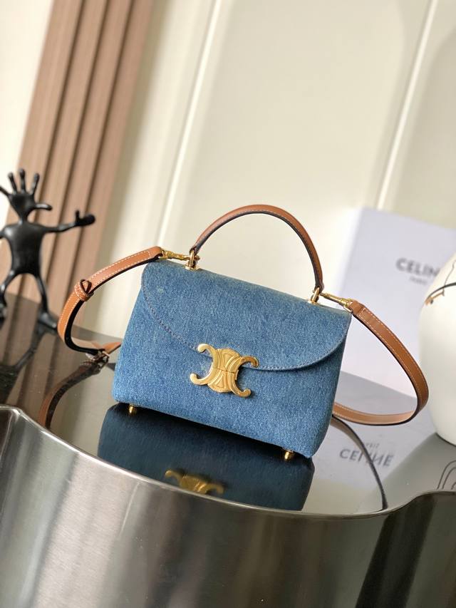 New arrival Celine Teen Nino denim handbag The new Arc de Triomphe pocket is ful