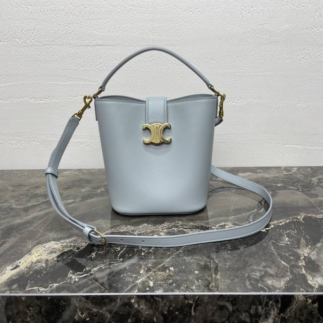 Louise small smooth cowhide handbag 24S new Louise bucket bag with all-steel har