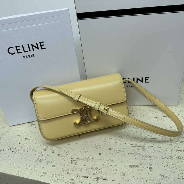 Triomphe shiny cowhide leather underarm bag 8 x 4 x 2 inches 20 x 10 x 4 cm Cowh