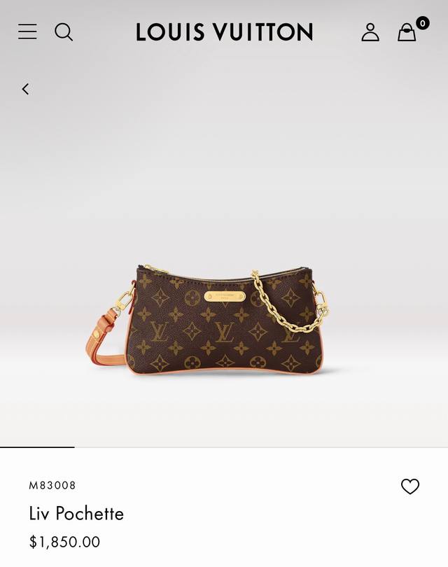 M83008 The Liv Poch Ette is designed in Monogram canvas and can be worn under th