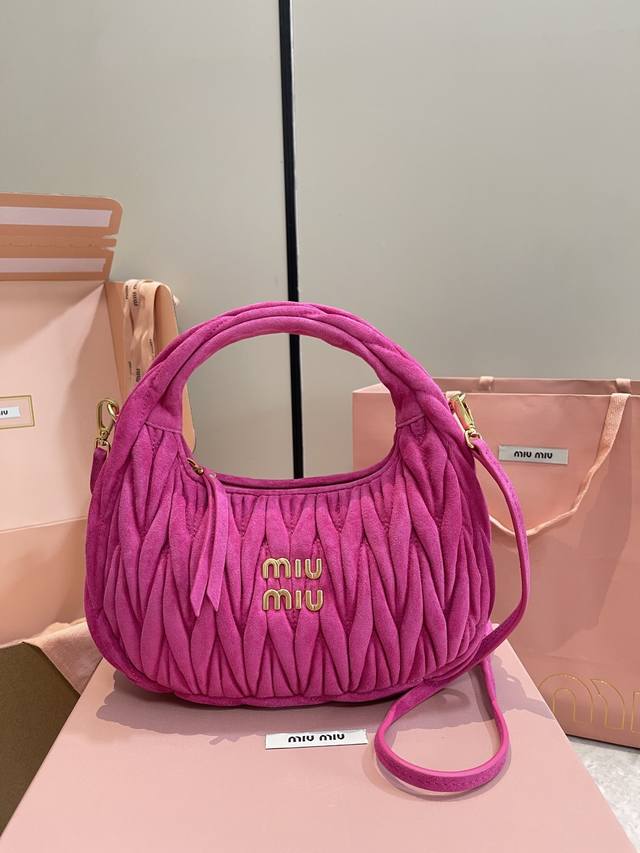 purple 5Bc125: Miumiu's new Miuwander suede leather handbag, this year's hot dee