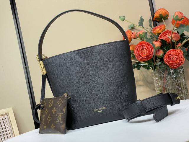 Top original replica exclusive real shot All In Bb bucket handbag M25543 Black 1