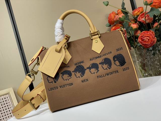Top original replica exclusive real shot Speedy 25 handbag M15218 brown portrait