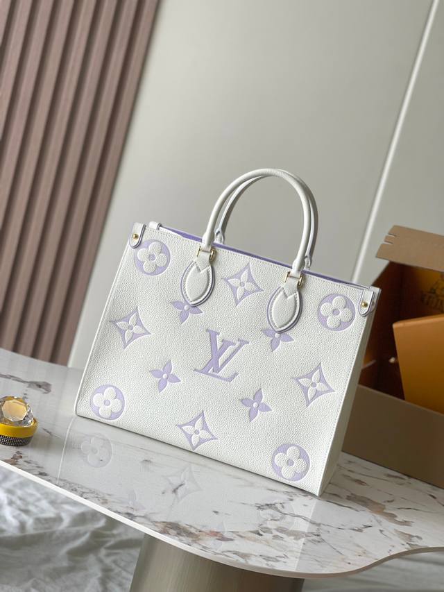 Special grade Mb original leather Onthego medium handbag Model: M23937 white pur