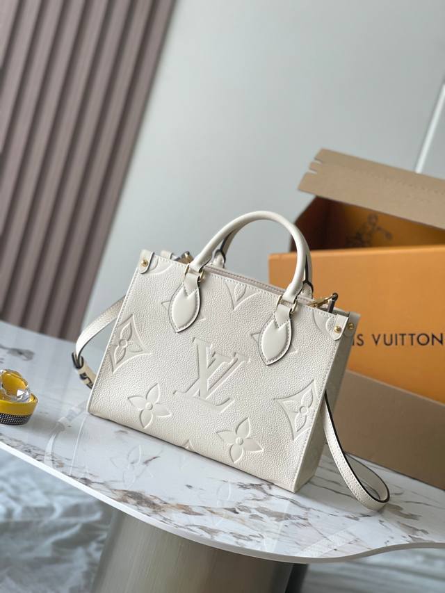 Special grade Mb original leather Onthego small handbag Model: M46569 white Mate