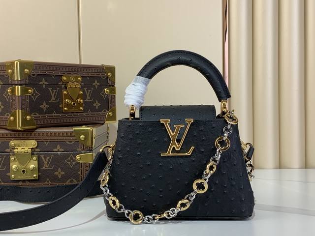 Top original replica exclusive real shot Capucines mini handbag M12938 Black jew