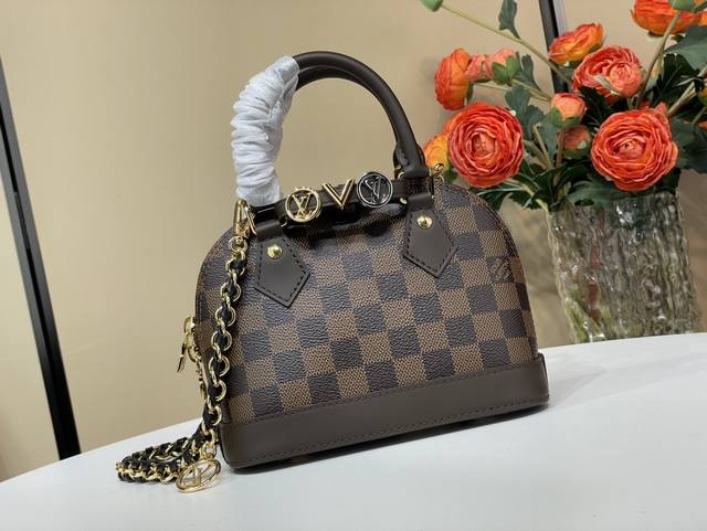 Top original replica exclusive real shot Alma Mini Lv&I K00015 Coffee Grid Chain