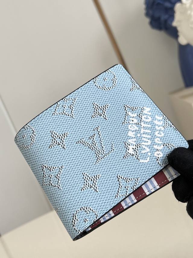 Factory Price P Top Original M14691 Blue Multiple wallet is made of Monogram can