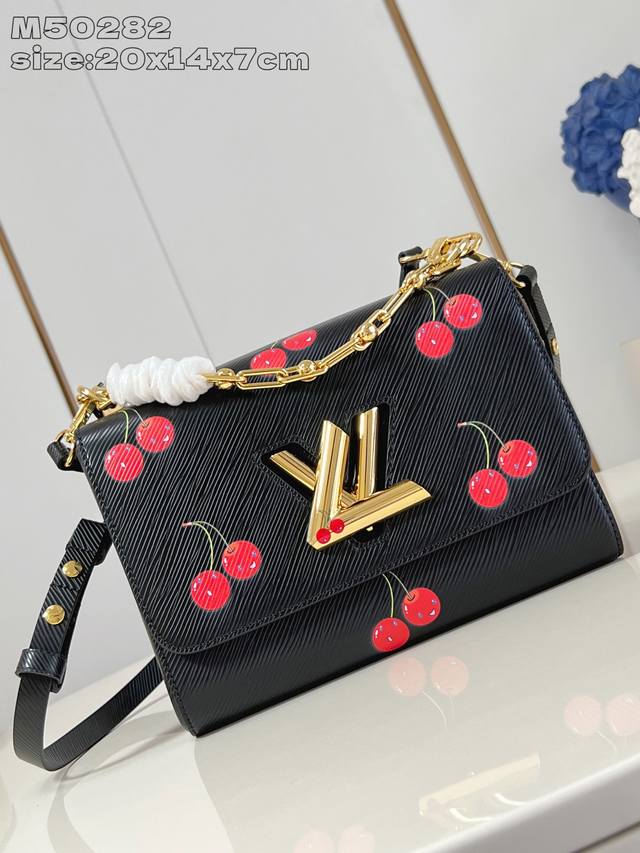 Factory Price P Top Original M50282 Cherry M14094 This Twist Medium Handbag feat