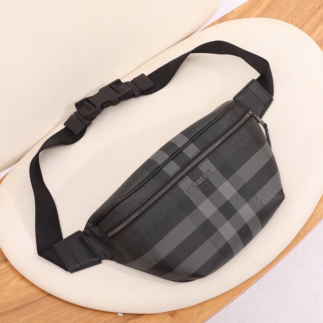 The latest birch brown check waist bag, presenting the iconic check design, deco