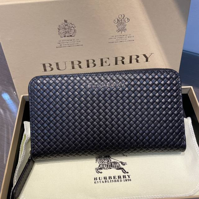 Burberry, men's single-pull small wallet, imported top-grain cowhide material, B