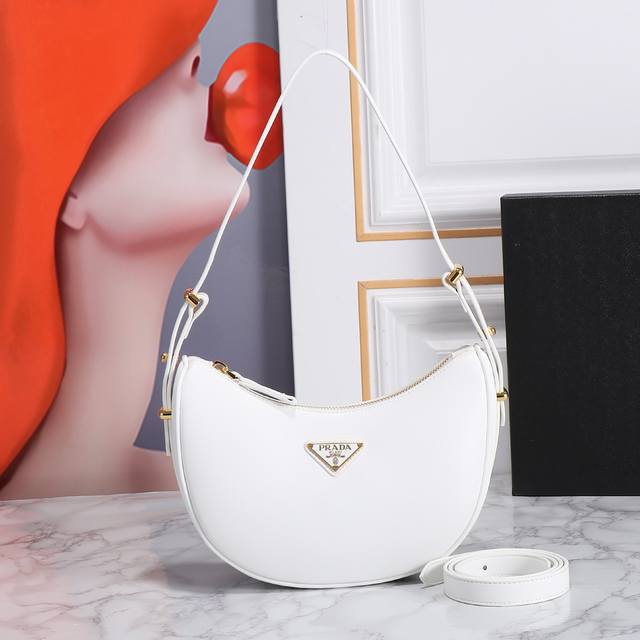 Returned with box Prad A Moon Crescent Bag This season's dark horse four calfski