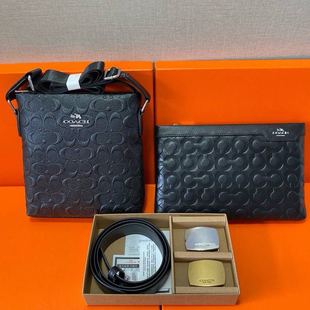 Coach First-Grain Leather Combination Gift Box Package Belt Two Bags Super Combi
