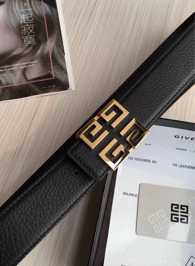 Givenchy original black and coffee belt, belt width 3.8cm, with classic four-G p