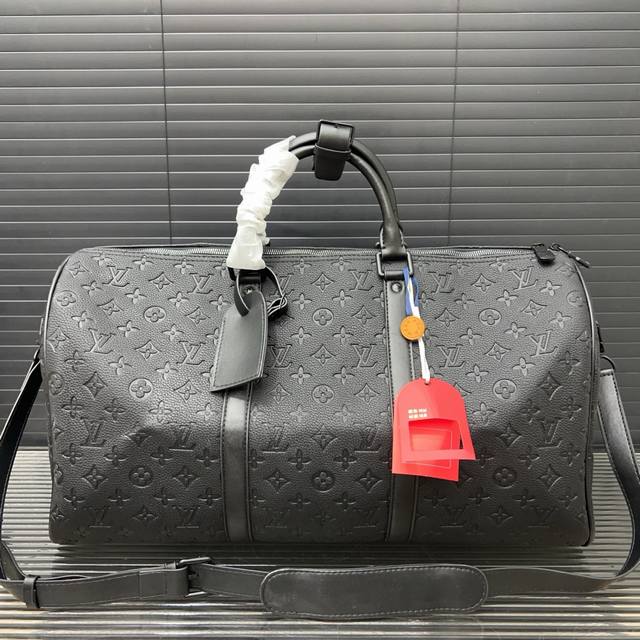 Louisvuitton Keepall50 lychee embossed shoulder crossbody handbag travel bag han