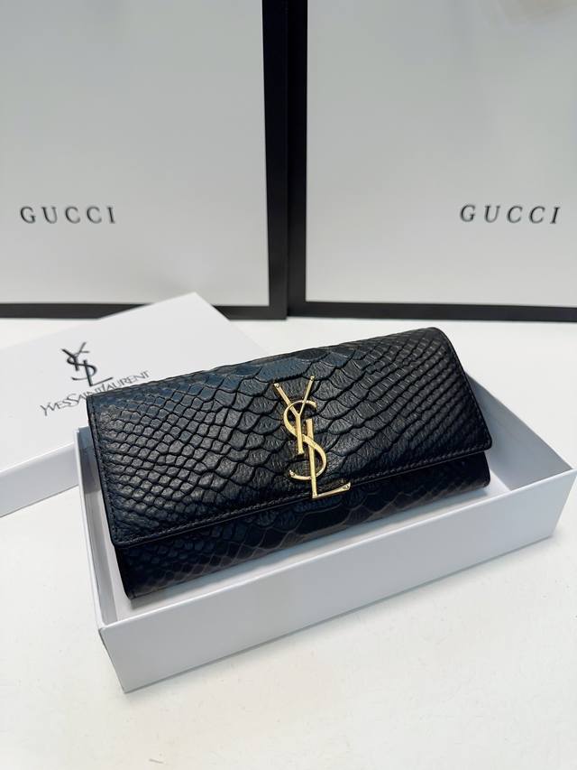 Color Black Size 19X10 Saint Laurent style Imported crocodile pattern calfskin l