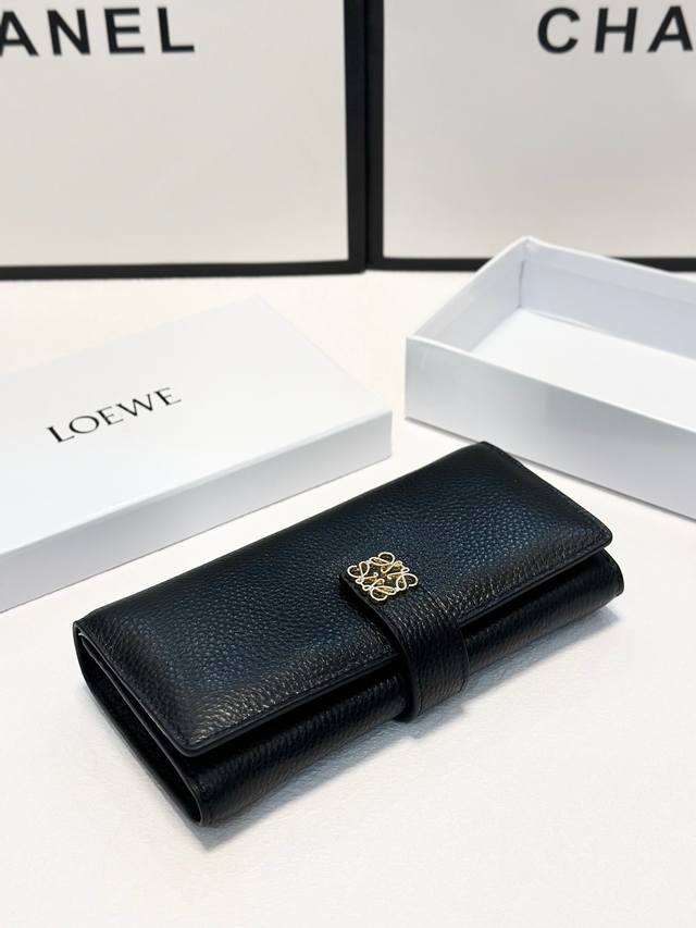 Color Black Size 19X10 Loewe's popular cowhide long wallet Classic style Fine wo