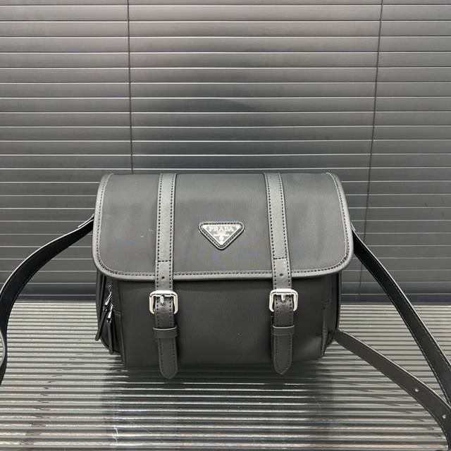 Prada nylon flap messenger bag unisex crossbody bag classic all-match real shot