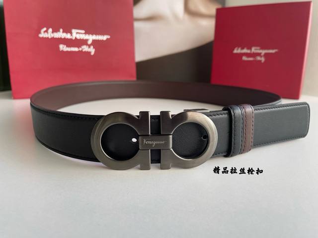 Upgraded version of the Ferragamo men's 3.5cm premium metal buckle, thickened el