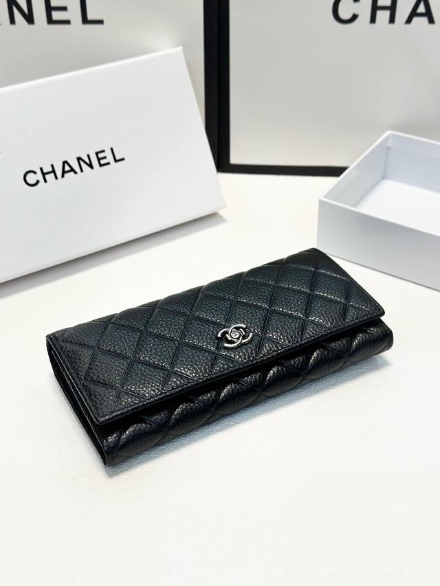 Color Black Size 19X10 Chanel popular cowhide bi-fold wallet Classic style Fine