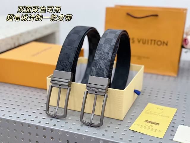 Belt Lv Original cowhide belt ~ Popular model, double-sided, good quality, full
