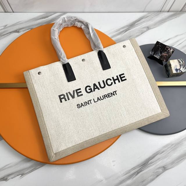 Horizontal_ Rive Gauche Tote Bag, Left Bank shopping bag, from custom linen to h