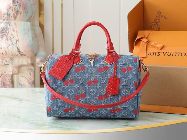 Top original home real shot N87627 Cherry Lv X Tm Speedy Soft 30 Handbag This So