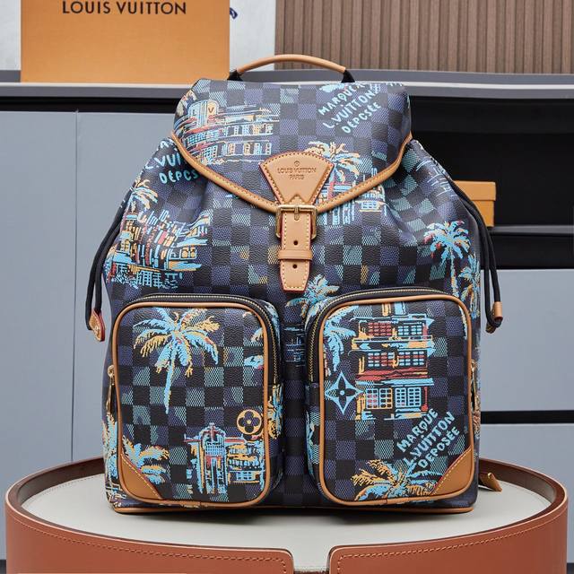 Exclusive photo N40755 This Montsouris Cargo backpack is woven with jacquard cot