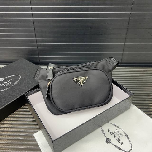 Prada nylon cloth waist bag chest bag men's shoulder backpack classic all-match