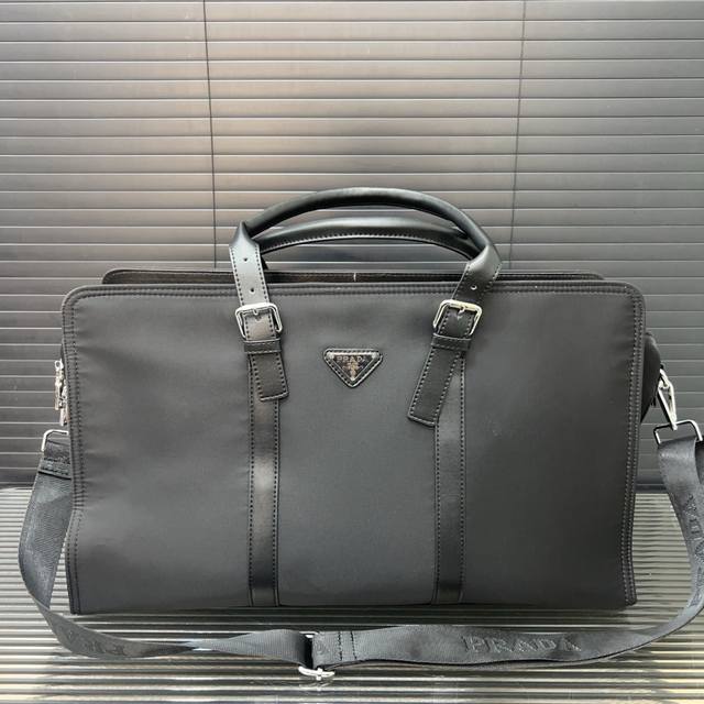 Prada canvas briefcase men's bag computer bag handbag classic all-match real sho