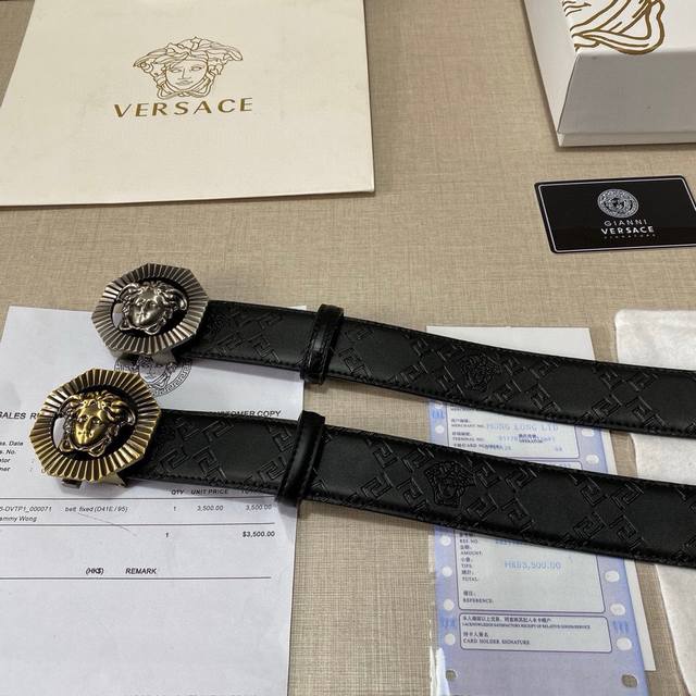 Brand: Versace Grade: Custom cow leather, new model. Width 3.5cm. Oil-refined ed