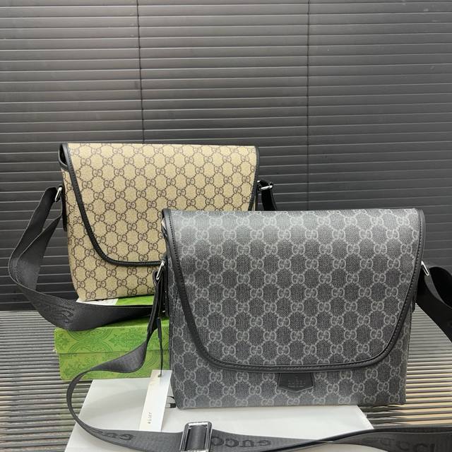 Gucci Gg printed flap messenger bag men's casual shoulder messenger bag large ca