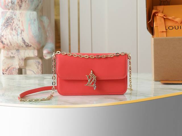 Top original home real shot M14548 coral full leather chain bag new season Walle