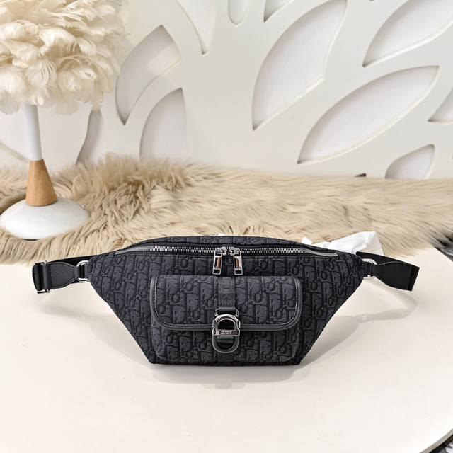 Dior - Dior's latest waist bag and chest bag. Made of black Oblique printed fabr