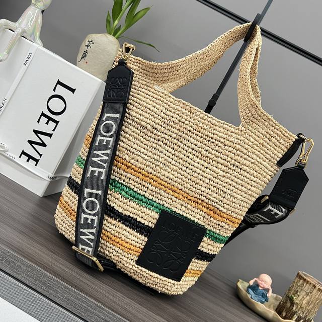 Lw Mini Raffia and Cow Leather Slit Tote New Versatile Slit Tote with top handle