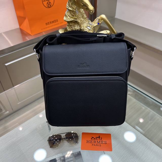 Hermes high-end custom men's shoulder bag series Imported Hermes special cowhide