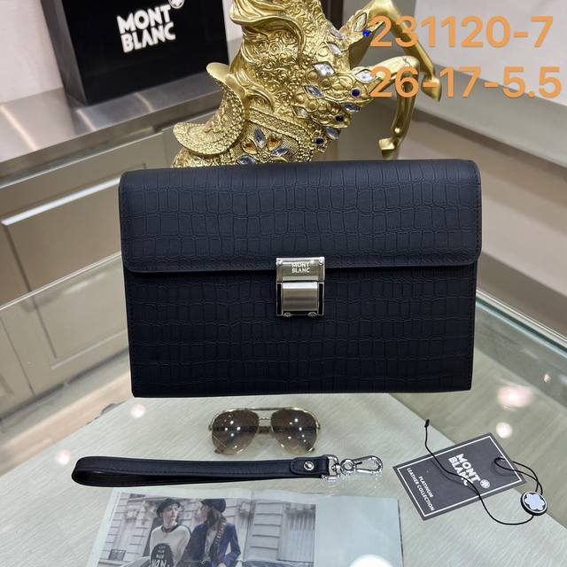 Montblanc Montblanc's new men's shaped clutch is made of imported crocodile leat
