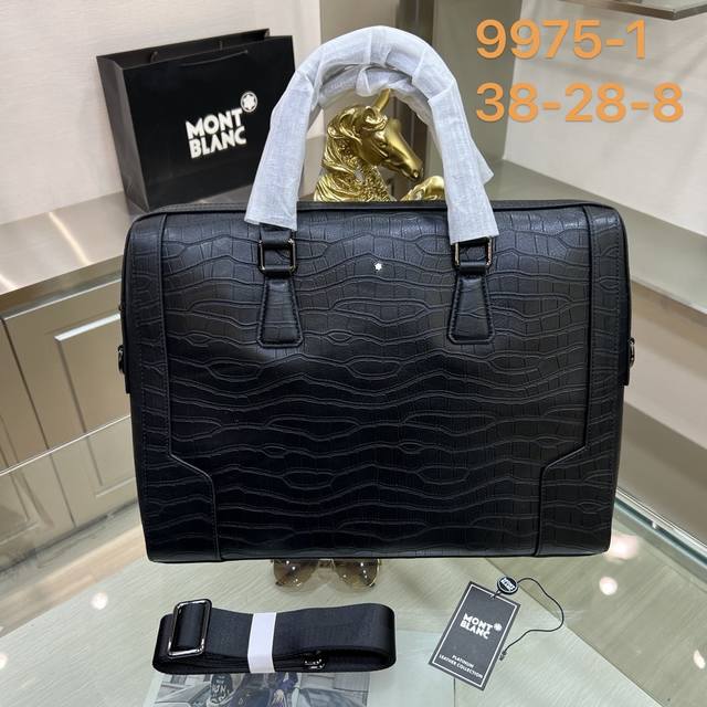 The latest Montblanc briefcase, imported top-grade original crocodile leather, c