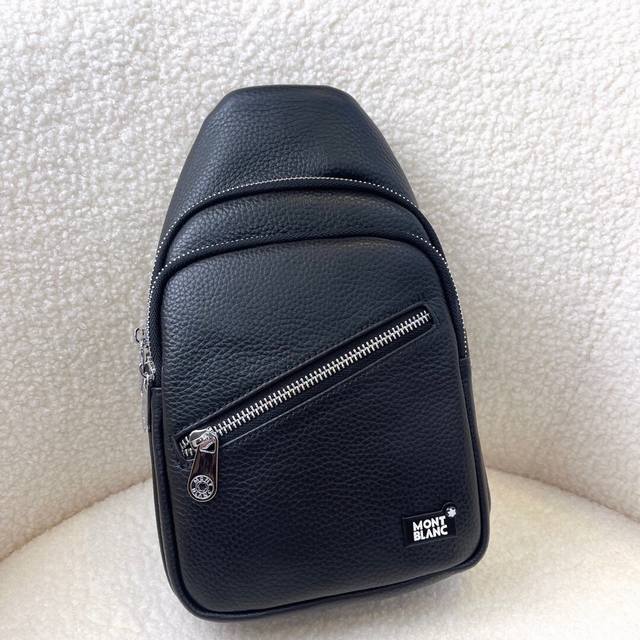 P Montblanc - latest men's chest bag model 011-1 original quality imported calf
