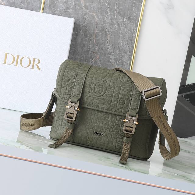 Dior Hit The Road Flap Messenger Bag Khaki Dior Gravity Printed Leather and Khak