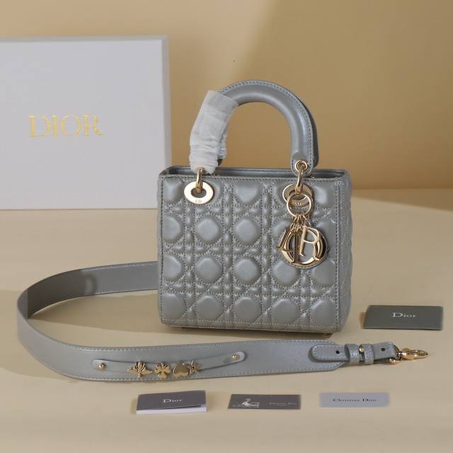 Small Lady Dior My Abcdior Pearlescent Grey Lambskin Raglan Exclusive Channel La