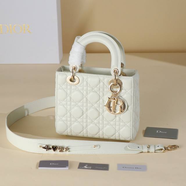 Small Lady Dior My Abcdior Bag White lambskin rattan check Exclusive channel Lad