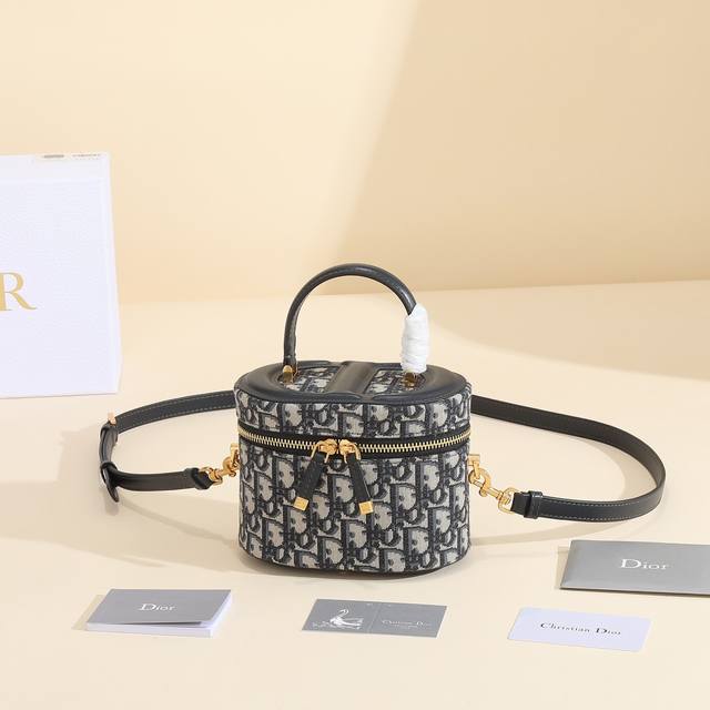 Small Cd Signature Vanity Handbag Blue Oblique Print Exclusive Channel Exclusive