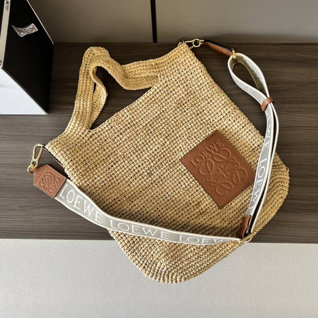 Lw Mini Raffia and Cow Leather Slit Tote New Versatile Slit Tote with top handle