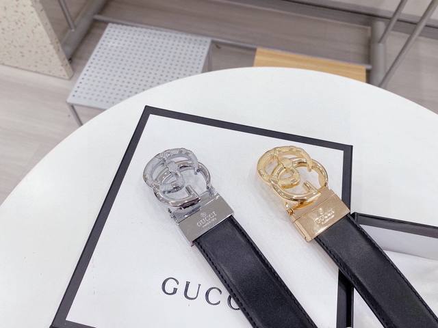 Gucci 3.4cm popular pin buckle belt is made of cowhide, elegant and energetic br