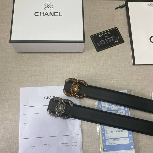 Brand: Chanel Grade: Women's belt. Customized cowhide. Double-sided. Oil-refined