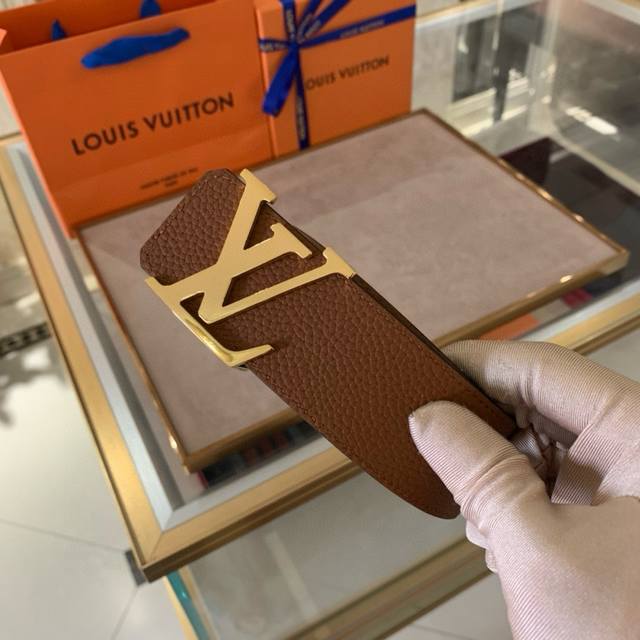 Width 4.0cm LV Louis imported lychee pattern double-sided available with classic