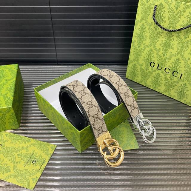 Gucci steel buckle original cowhide belt classic men's belt fashion must-have hi