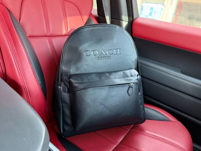 High-end new "Coach" backpack Coach backpack Charles 35 Logo embossed leather sc